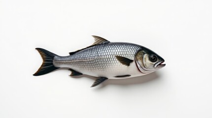 Naklejka premium Fresh fish on a clean white background, highlighting its detailed scales and colors