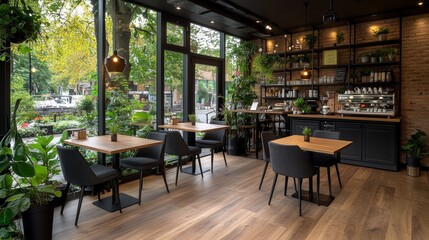 Obraz premium Charming Restaurant with Inviting Atmosphere
