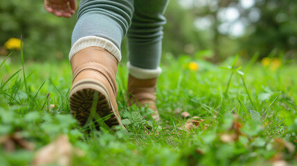 Girl Walking in Meadows Touching Grass Surrounded by Peaceful Nature