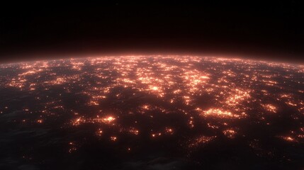 Earth At Night City Lights Gleaming Brightly