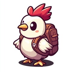 Fototapeta premium Cute chick backpack adventure cartoon illustration