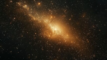 Golden spiral galaxy in deep space
