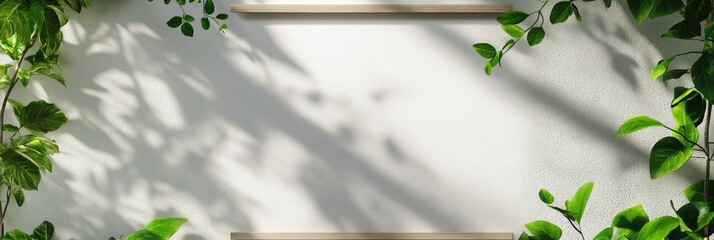 Green plants and wooden frame poster mockups against a white background, creating a natural, serene home atmosphere. 