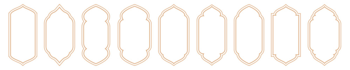 Islamic windows and arches set color style for design project vector