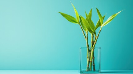 Fototapeta premium Lucky Bamboo Shoots in a Clear Glass Vase