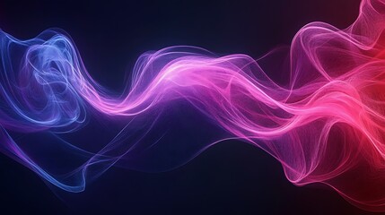 Fototapeta premium Abstract colorful smoke wave, dark background, digital art, website banner