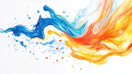 Fototapeta premium A vibrant splash of color creates a dynamic wave against a clean white backdrop