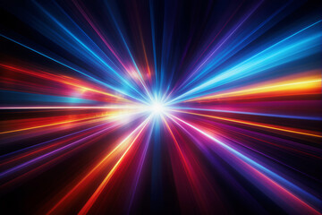 Abstract Motion Blur Background with Colorful Light Trails and Speed Lines