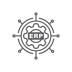 ERP system, Enterprise resource planning. Business automation and innovation. Vector icon.