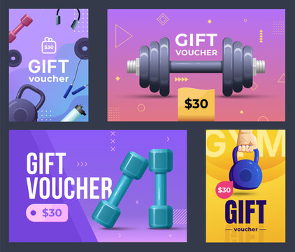 Gym voucher with dumbbell set - Powered by Adobe