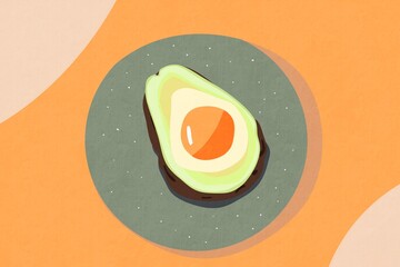 Abstract illustration of avocado and egg in a breakfast