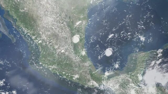 Zooming in on Tampico, Mexico frome space - Perfect for Travel Intros and Backgrounds. Realistic 3D Animation.