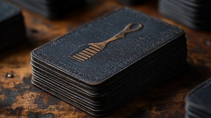 Elegant business card design featuring a hair styling comb detail for professional salon services offered locally. Generative AI