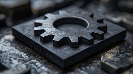 Business card template design featuring a gear icon for a tech startup showcasing innovation and creativity. Generative AI