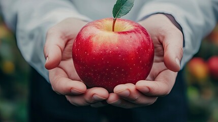Doctor or nutritionist hold an apple. Good medical healthcare nutrition concept. An apple a day keeps the doctor away 