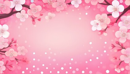 Fototapeta premium 桜のフレームとドット柄の可愛い背景