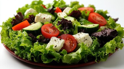 Fresh and Healthy Vegetable Salad with Feta Cheese