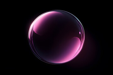 bubble on black background, Crystal glass ball sphere on dark background.