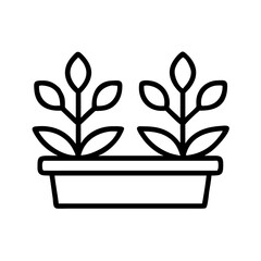 herb garden icon, herb garden line art - simple line art of herb garden, perfect for herb garden logos and icons and themed design