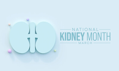 National Kidney month observed annually in March to raise awareness about kidney disease.
3D Rendering