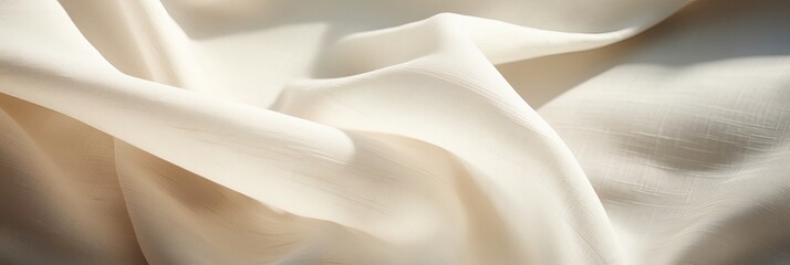 Obraz premium Soft, flowing fabric gently illuminated by warm sunlight in a serene setting. Generative AI