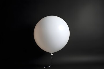 White Balloon Floats Gently in Dark Room, Minimalist Background, Simple Elegance