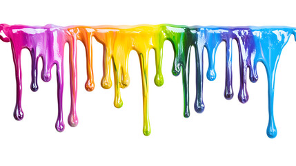 Colorful paint dripping isolated on white