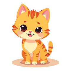 Cute cartoon orange tabby cat illustration