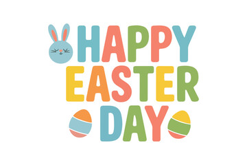 happy easter day typography design .easter day illustration