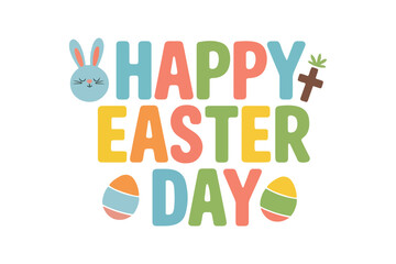 happy easter day typography design .easter day illustration