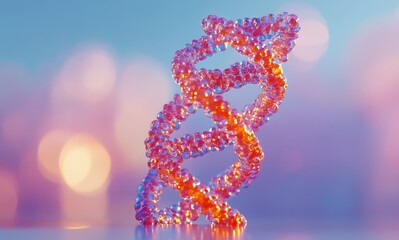 Obraz premium Colorful Abstract Sculpture of Spiraling Beads on a Soft Focus Background Reflecting Light in Warm Tones and Creating an Ethereal Atmosphere