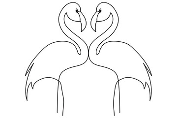 Continuous one line drawing of flamingo bird concept Editable outline vector illustration