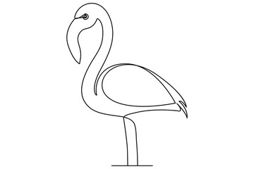 Continuous one line drawing of flamingo bird concept Editable outline vector illustration