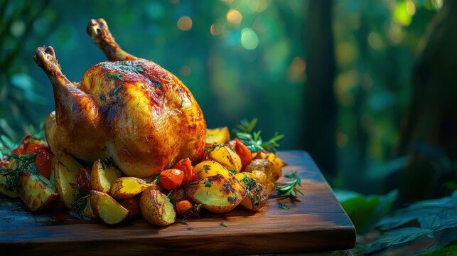 Golden Roasted Chicken with Herb Potatoes