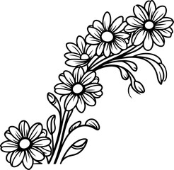 Daisy flower corner drawing