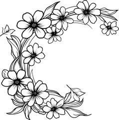 Daisy flower corner drawing