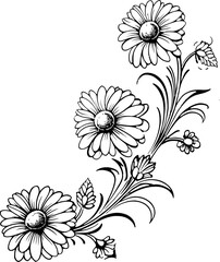 Daisy flower corner drawing