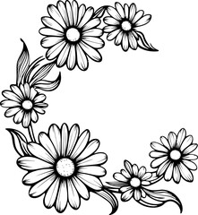 Daisy flower corner drawing