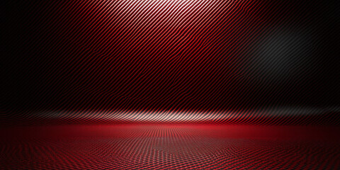 Futuristic red and black carbon fiber textured background with diagonal lines and a smooth glossy finish, ideal for modern technology themes.