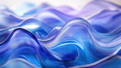 Naklejka premium Fluid Flow of Vibrant Blue Waves Captured in High Detail, Showcasing the Movement and Texture of a Serene Abstract Design Ideal for Artistic Backgrounds