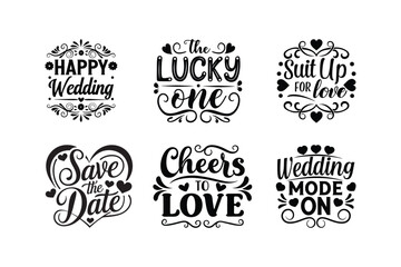 Fototapeta premium Wedding Quotes, SVG Designs Bundle, Wedding t shirt design, about funny, cut files, eps files SVG bundle