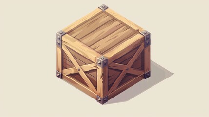 Isometric Vector Illustration of Cargo Wood Box | Cartoon V