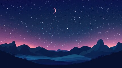 Fototapeta premium Starry Night over Silhouetted Mountains