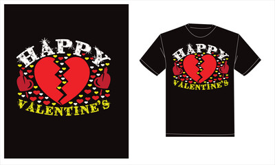 Happy valentine's day t-shirt design. Typography, modern, creative, classic t-shirt design. Illustrator graphics design. Editable template t-shirt design.