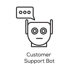 Customer Support Bot Icon – AI-Powered Virtual Assistant for Automated Messaging