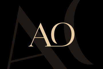 AO or OA letter logo icon design. Classic style luxury initials monogram.