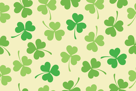 Seamless pattern of clover leaves for St. Patrick's Day. Suitable for wrapping paper, wallpaper, background, card and decoration. Vector Irish clover pattern