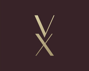 VX letter logo icon design. Classic style luxury initials monogram.