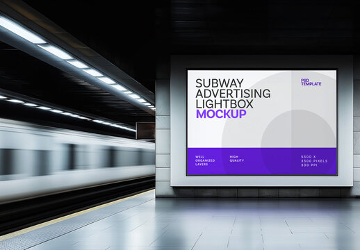 Subway Station Advertising Lightbox Mockup Generated With AI
