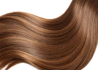 Realistic silky brown hair strand flowing smoothly
